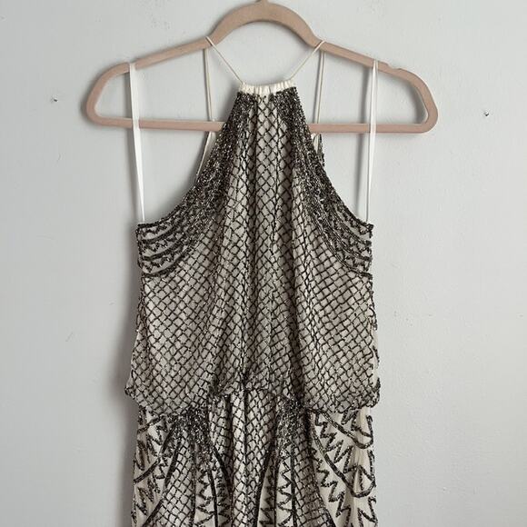 NWT Lotus Threads fully beaded art deco halter mini cocktail dress - Picture 2 of 7